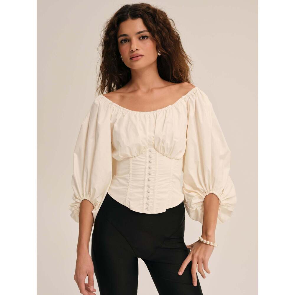 For Love & Lemons Marion Blouse M / Cream